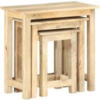 Berkfield Home Nesting Tables 3 pcs Solid Mango Wood in Light Brown
