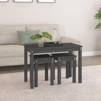 Berkfield Home Nesting Tables 3 pcs Grey Solid Wood Pine