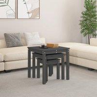 Berkfield Home Nesting Tables 3 pcs Grey Solid Wood Pine