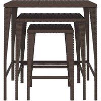 Berkfield Home Nesting Tables 3 pcs Brown Poly Rattan