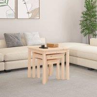 Berkfield Home Nesting Tables 3 pcs Solid Wood Pine in Light Brown