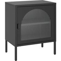 Berkfield Home Nightstands 2 pcs Black 50x35x60 cm Glass & Steel | Size: 50 x 35 x 60 cm