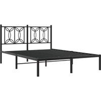 Berkfield Home Metal Bed Frame without Mattress with Headboard Black 135x190cm | Size: 135x190 cm