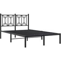 Berkfield Home Metal Bed Frame without Mattress with Headboard Black 120x190cm | Size: 120x190 cm
