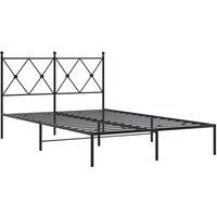 Berkfield Home Metal Bed Frame without Mattress with Headboard Black 120x190cm | Size: 120x190 cm