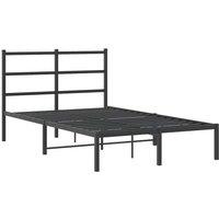 Berkfield Home Metal Bed Frame without Mattress with Headboard Black 120x190cm | Size: 120x190 cm
