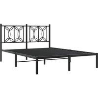 Berkfield Home Metal Bed Frame without Mattress with Headboard Black 140x190cm | Size: 140x190 cm