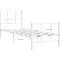 Berkfield Home Metal Bed Frame without Mattress with Footboard White 75x190cm | Size: 75x190 cm
