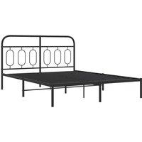 Berkfield Home Metal Bed Frame without Mattress with Headboard Black 140x200cm | Size: 140x200 cm