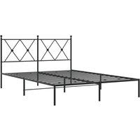 Berkfield Home Metal Bed Frame without Mattress with Headboard Black 140x190cm | Size: 140x190 cm