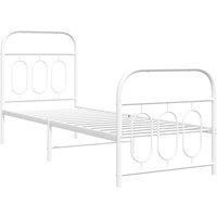 Berkfield Home Metal Bed Frame without Mattress with Footboard White 75x190cm | Size: 75x190 cm