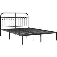 Berkfield Home Metal Bed Frame without Mattress with Headboard Black 140x190cm | Size: 140x190 cm