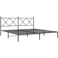 Berkfield Home Metal Bed Frame without Mattress with Headboard Black 183x213cm | Size: 183x213 cm