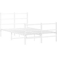 Berkfield Home Metal Bed Frame without Mattress with Footboard White 120x200cm in White | Size: Small Double