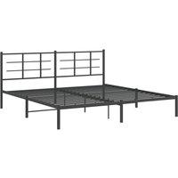 Berkfield Home Metal Bed Frame without Mattress with Headboard Black 193x203cm | Size: 193x203 cm