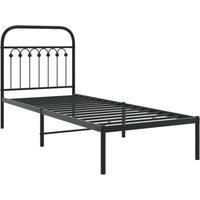 Berkfield Home Metal Bed Frame without Mattress with Headboard Black 75x190cm | Size: 75x190 cm