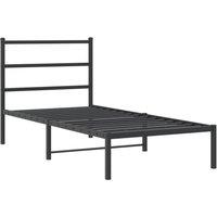 Berkfield Home Metal Bed Frame without Mattress with Headboard Black 90x200cm | Size: 90x200 cm