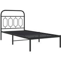 Berkfield Home Metal Bed Frame without Mattress with Headboard Black 90x190cm | Size: 90x190 cm