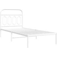 Berkfield Home Metal Bed Frame without Mattress with Headboard White 80x200cm | Size: 80x200 cm