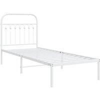 Berkfield Home Metal Bed Frame without Mattress with Headboard White 80x200cm | Size: 80x200 cm