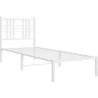 Berkfield Home Metal Bed Frame without Mattress with Headboard White 80x200cm | Size: 80x200 cm
