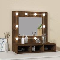 Berkfield Home Mirror Cabinet with LED Brown Oak 60x31.5x62 cm