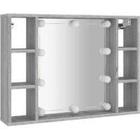 Berkfield Home Mirror Cabinet with LED Grey Sonoma 76x15x55 cm | Size: 76 x 15 x 55 cm