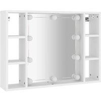 Berkfield Home Mirror Cabinet with LED White 76x15x55 cm | Size: 76 x 15 x 55 cm
