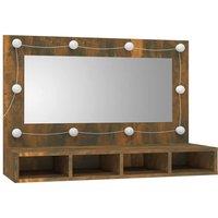 Berkfield Home Mirror Cabinet with LED Smoked Oak 90x31.5x62 cm in Brown