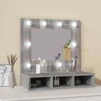 Berkfield Home Mirror Cabinet with LED Grey Sonoma 60x31.5x62 cm