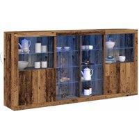 Berkfield Home Sideboard with LED Lights Old Wood 202x37x100 cm Engineered Wood in Brown | Size: 202 x 37 x 100 cm