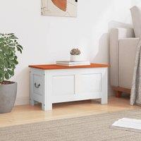 Berkfield Home Storage Chest with Lid Brown & White Solid Wood Acacia