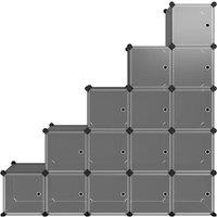 Berkfield Home Storage Cube Organiser with 15 Cubes & Doors Black PP