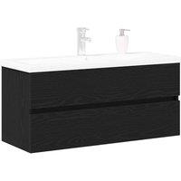Berkfield Home Sink Cabinet with Built-in Basin Black Oak Engineered Wood