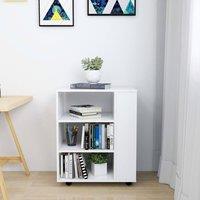 Berkfield Home Rolling Cabinet White 60x35x75 cm Engineered Wood | Size: 60 x 35 x 75 cm