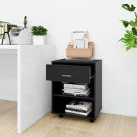 Berkfield Home Rolling Cabinet Black 46x36x59 cm Engineered Wood | Size: 46 x 36 x 59 cm