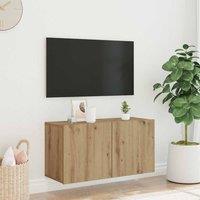 Berkfield Home TV Cabinet Wall-mounted Artisian Oak 80x30x41 cm in Brown | Size: 80 x 30 x 41 cm
