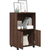 Berkfield Home Rolling Cabinet Brown Oak 55x40x91 cm Engineered Wood | Size: 55 x 40 x 91 cm