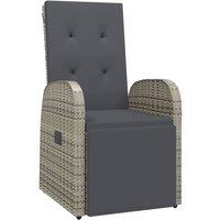 Berkfield Home Reclining Garden Chairs with Cushions 2 pcs Grey Poly Rattan