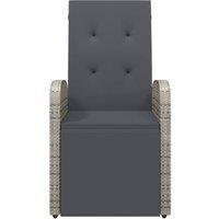 Berkfield Home Reclining Garden Chair with Cushions Grey Poly Rattan