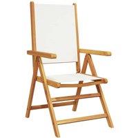 Berkfield Home Reclining Garden Chairs 8 pcs Cream White Fabric & Solid Wood
