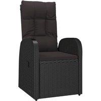 Berkfield Home Reclining Garden Chairs with Cushions 2 pcs Black Poly Rattan