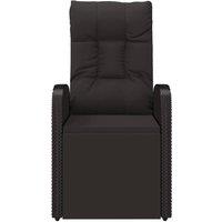 Berkfield Home Reclining Garden Chair with Cushions Black Poly Rattan