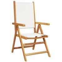 Berkfield Home Reclining Garden Chairs 6 pcs Cream White Fabric & Solid Wood in Off-White