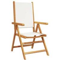 Berkfield Home Reclining Garden Chairs 4 pcs Cream White Fabric & Solid Wood