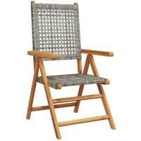 Berkfield Home Reclining Garden Chairs 8 pcs Grey Poly Rattan & Solid Wood