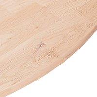 Berkfield Home Round Table Top &pound;80x1.5 cm Solid Wood Oak in Light Brown | Size: 80x1.5 cm