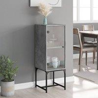 Berkfield Home Side Cabinet with Glass Doors Concrete Grey 35x37x100 cm | Size: 35 x 37 x 100 cm
