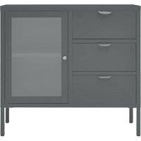 Berkfield Home Sideboard Anthracite 75x35x70 cm Steel & Tempered Glass in Dark Grey | Size: 75 x 35 x 70 cm