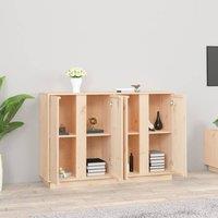 Berkfield Home Sideboard 120x35x80 cm Solid Wood Pine in Light Tan | Size: 120 x 35 x 80 cm